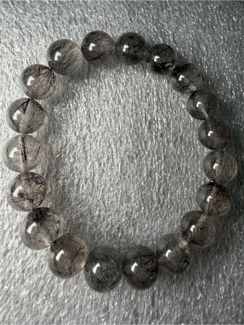 Beautiful 10MM Black Rutilated Quartz Natural Crystal Bracelet